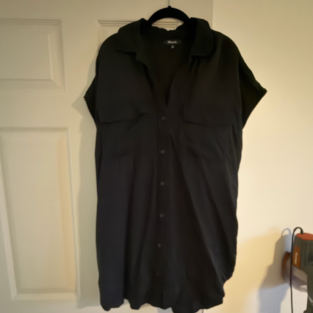 Madewell Black Button-Front Shirt Dress